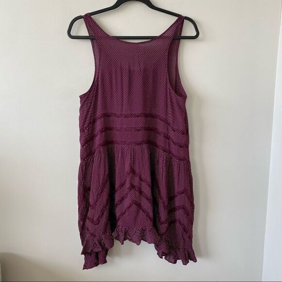 FREE People-Burgundy Polka Dot Sheer Tunic Dress - Picture 4 of 10